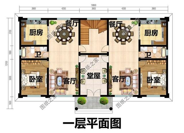 425米 設計功能: 一層房屋戶型:共用堂屋,客廳,廚房,餐廳,臥室,衛生間