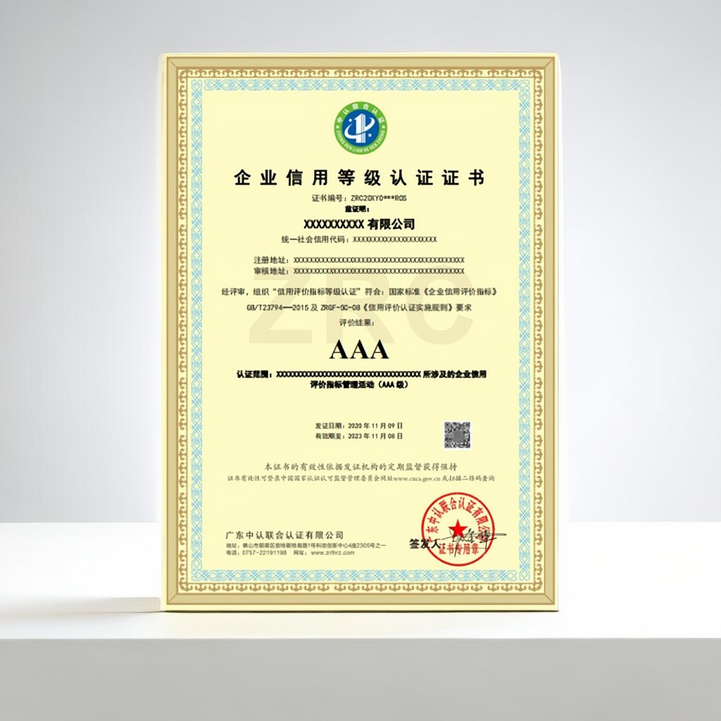 gb/t23794-2015aaa级企业信用等级认证证书