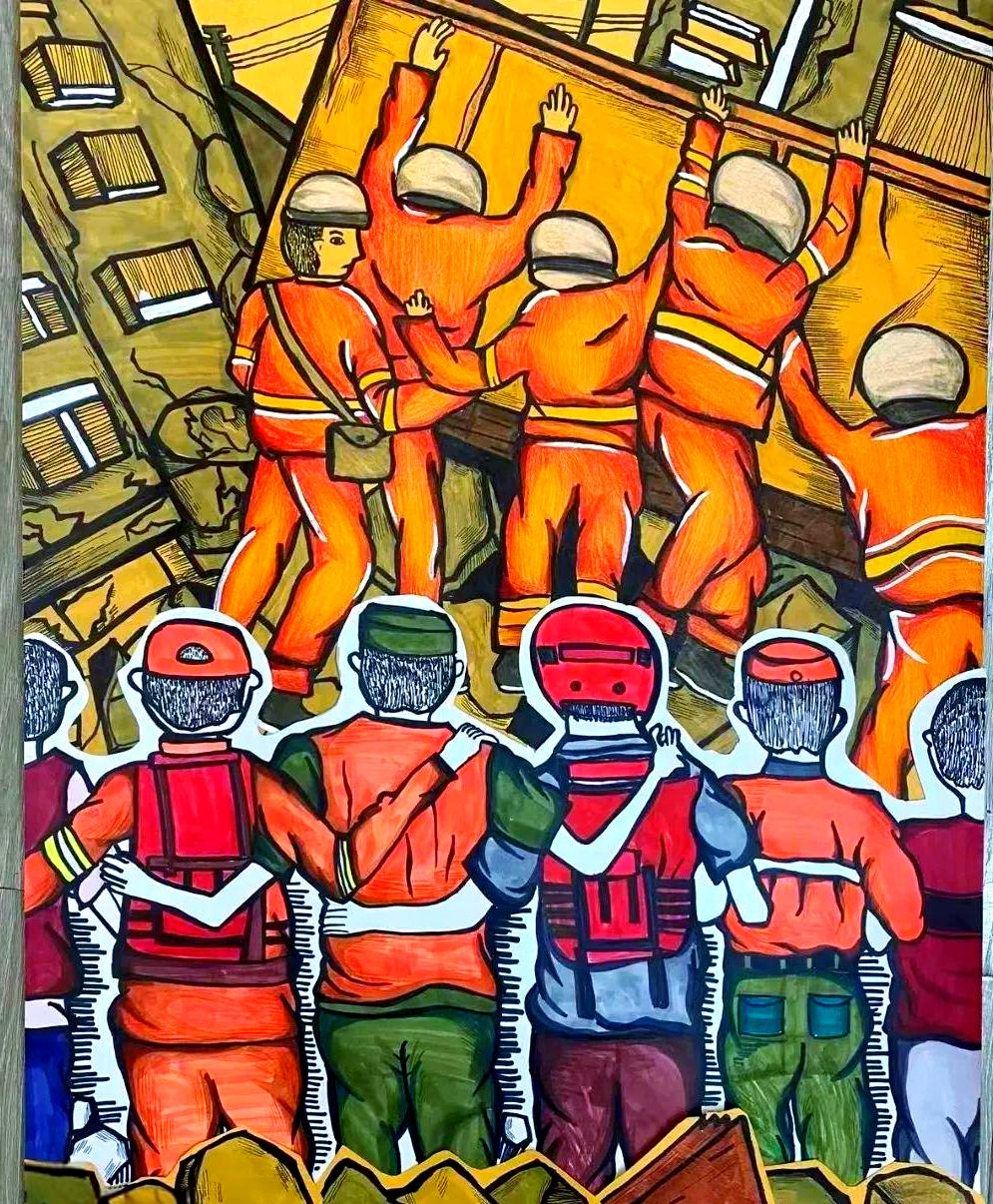 众多防震减灾与自然灾害主题的绘画作品,展现人类智慧与勇气
