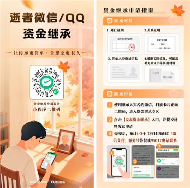 腾讯升级逝者微信QQ零钱继承服务 最快24小时到账