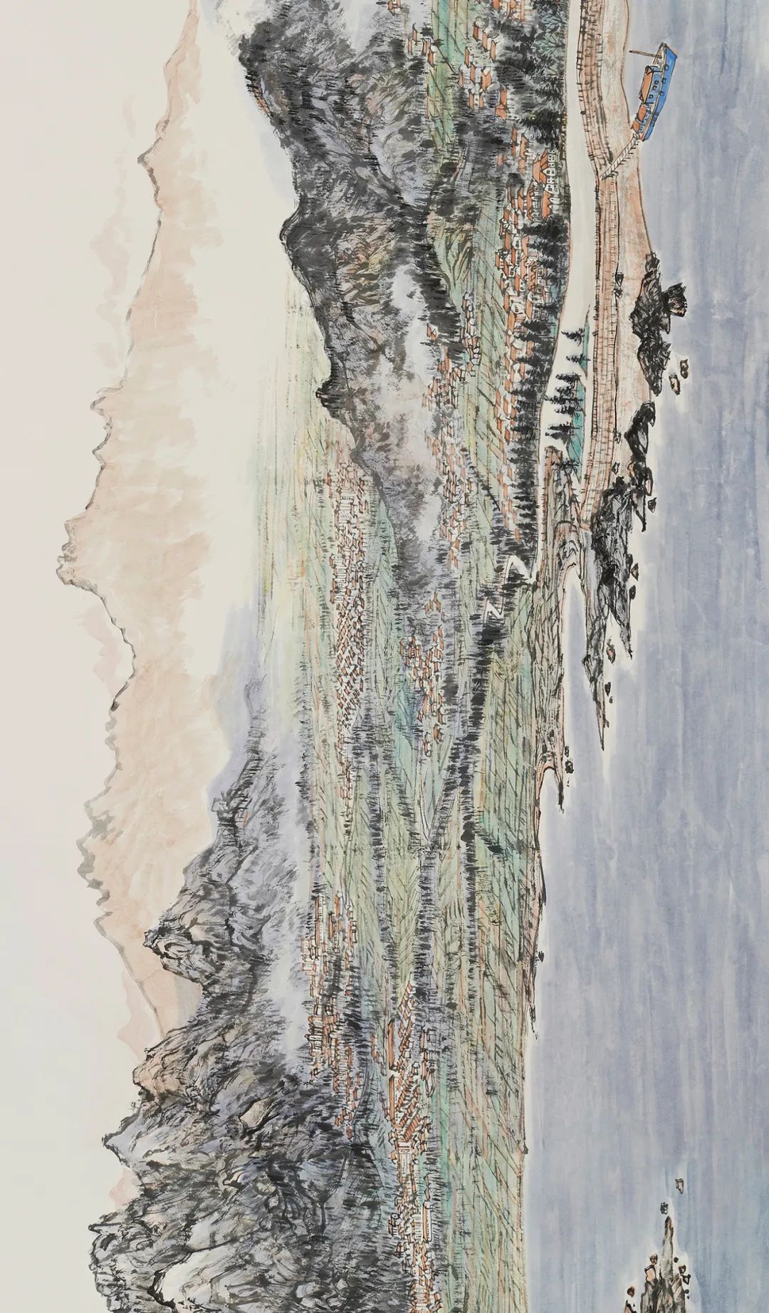 「崂山百米国画长卷」定格之二.王山口春山似醉.荷花峰云相依