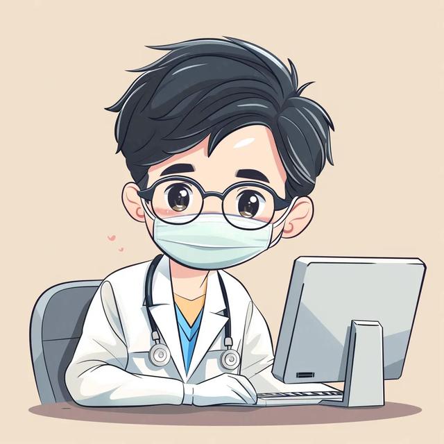职业头像|男医生认真工作卡通手绘头像