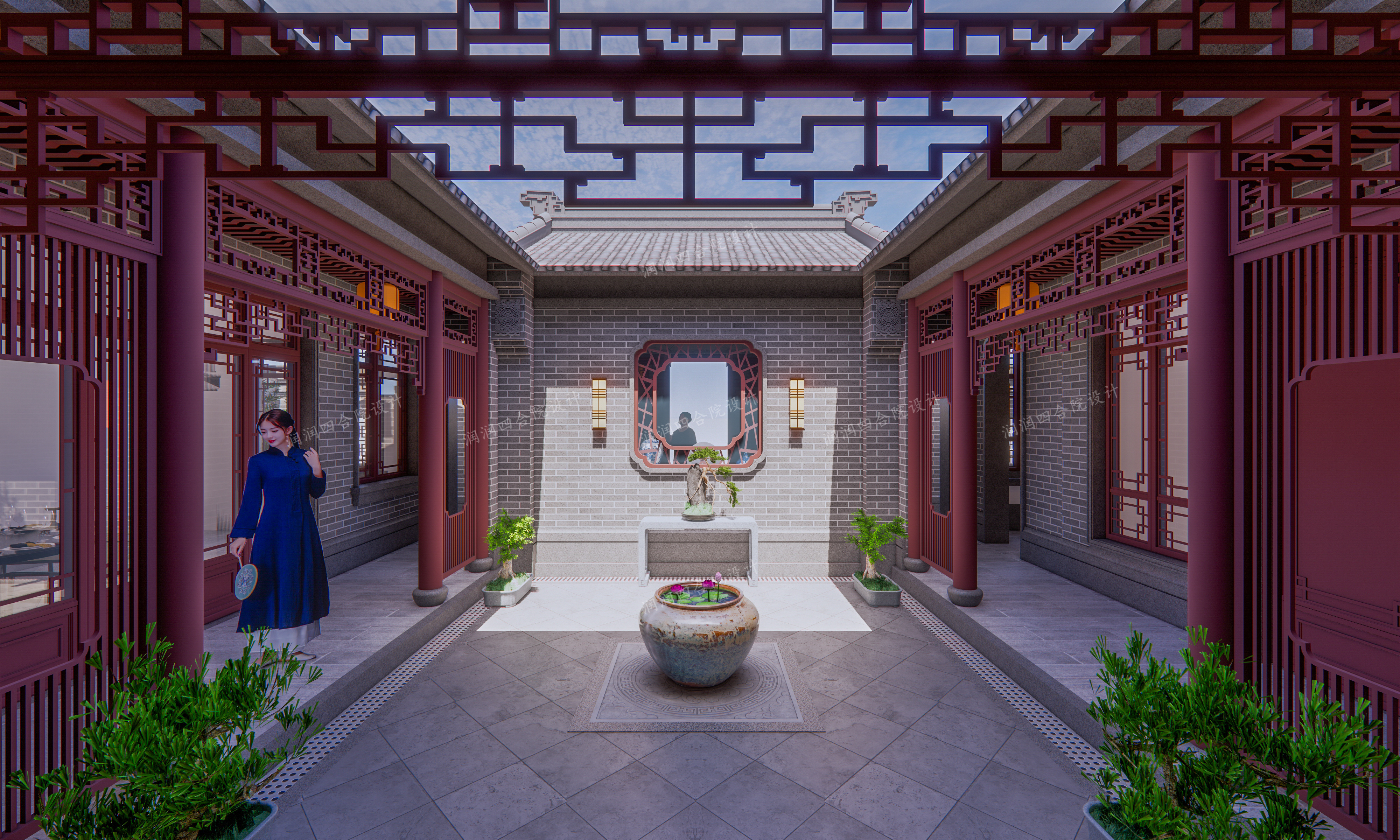 北方青砖灰瓦两层四合院15米×17米