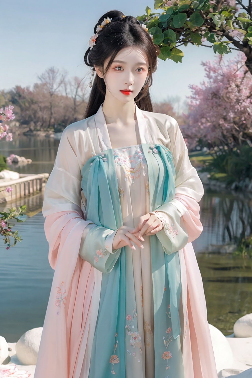 汉服之美:公园里的古典佳人