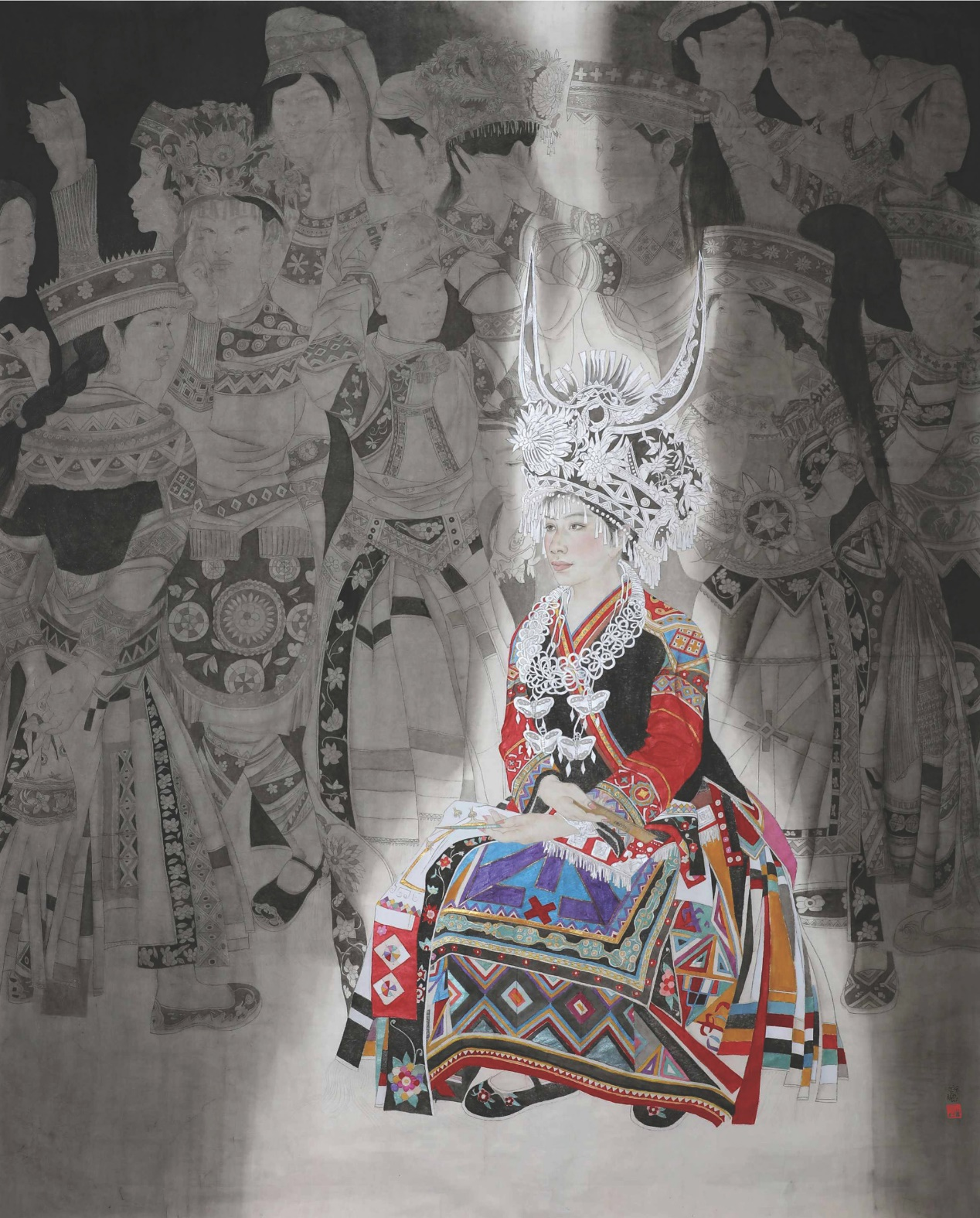 画家齐鹏作品在卢浮宫2023国际艺术联创联展中获奖并被收藏