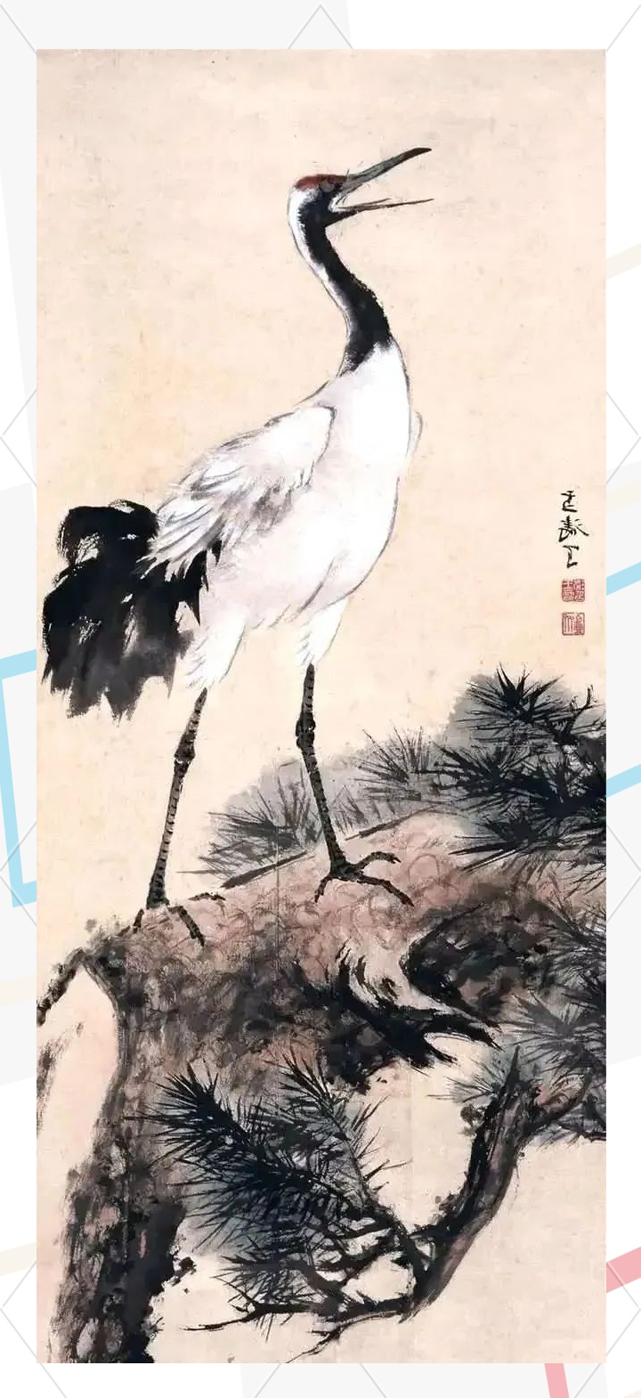 王雪涛笔下的小写意仙鹤,瑞气盈天,灵动非凡!