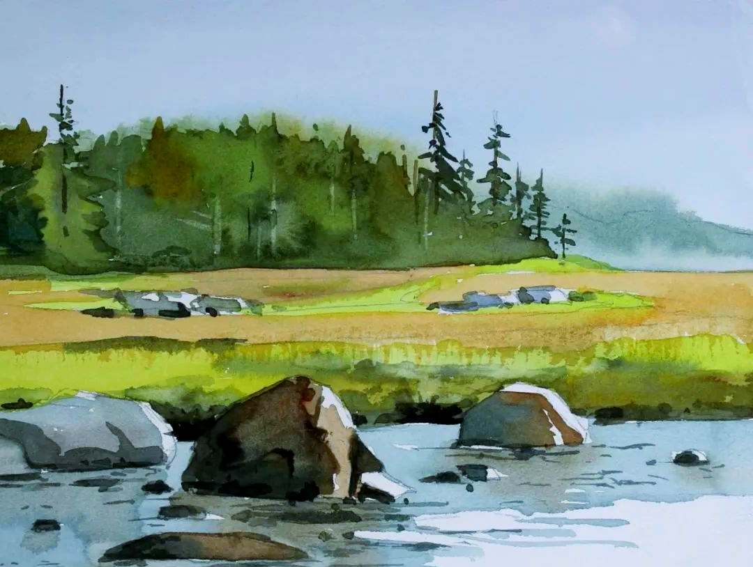 水彩画中的绿色:生命的多样呈现与情感的深刻表达