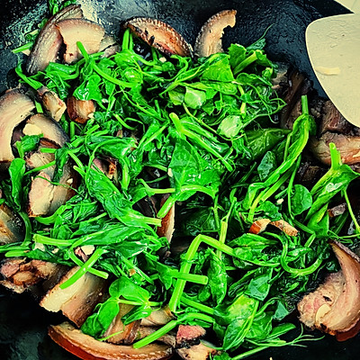 美味不用等,豌豆尖炒腊肉五分钟就能上桌的美食