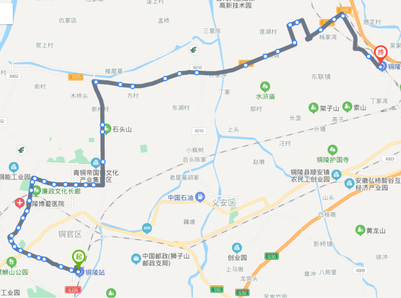 安徽铜陵火车北站途经公交车线路乘坐点及其运行时间
