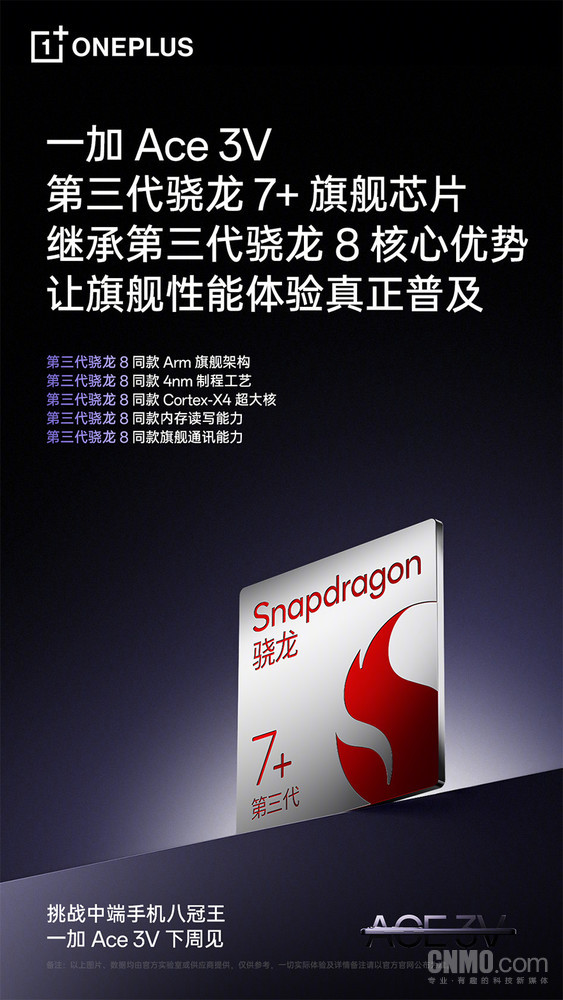 一加Ace 3V官宣全球首发第三代骁龙7+ 挑战最强中端-第2张-科技-土特城网