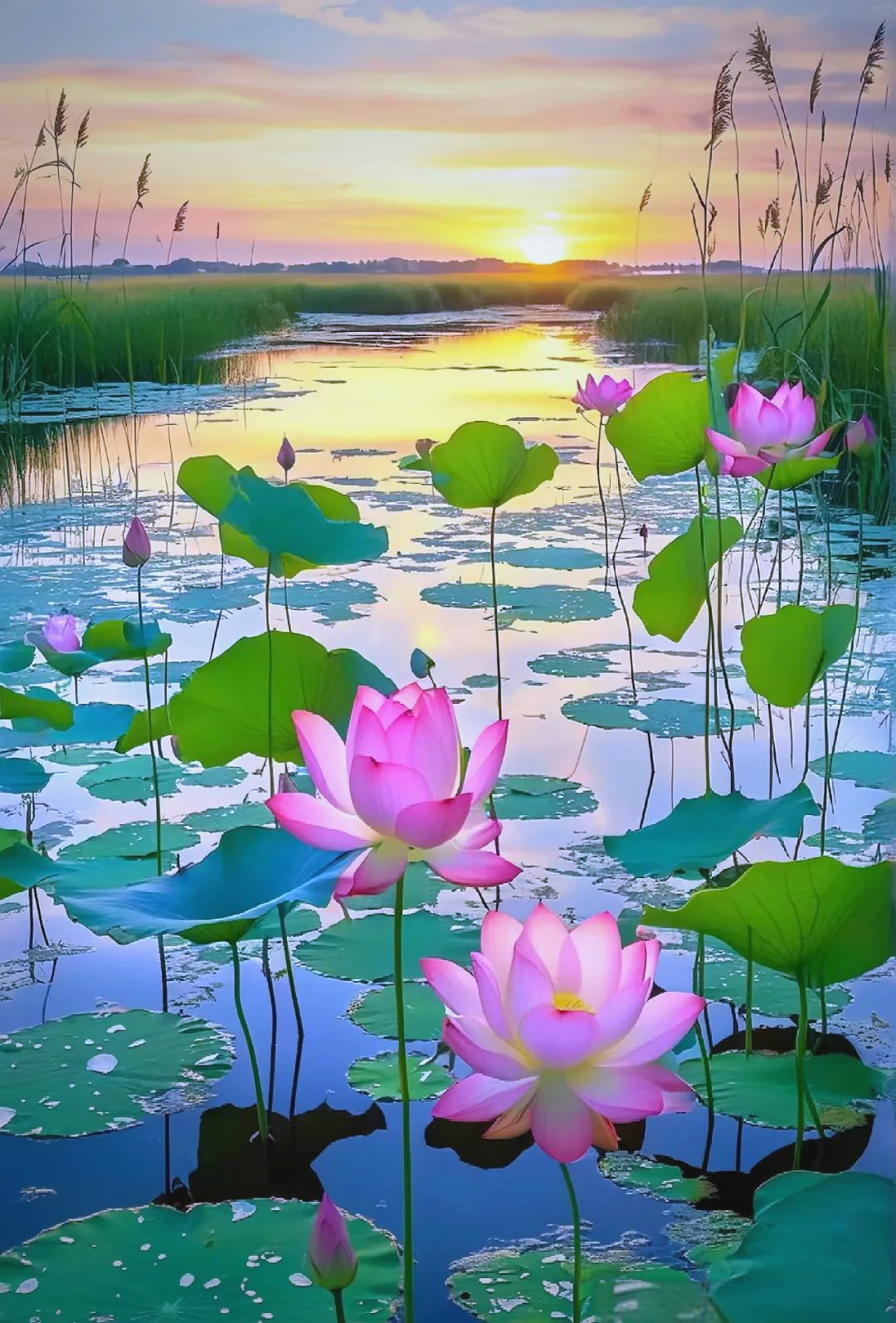 摄影|夕阳下的荷花,绽放生命之美