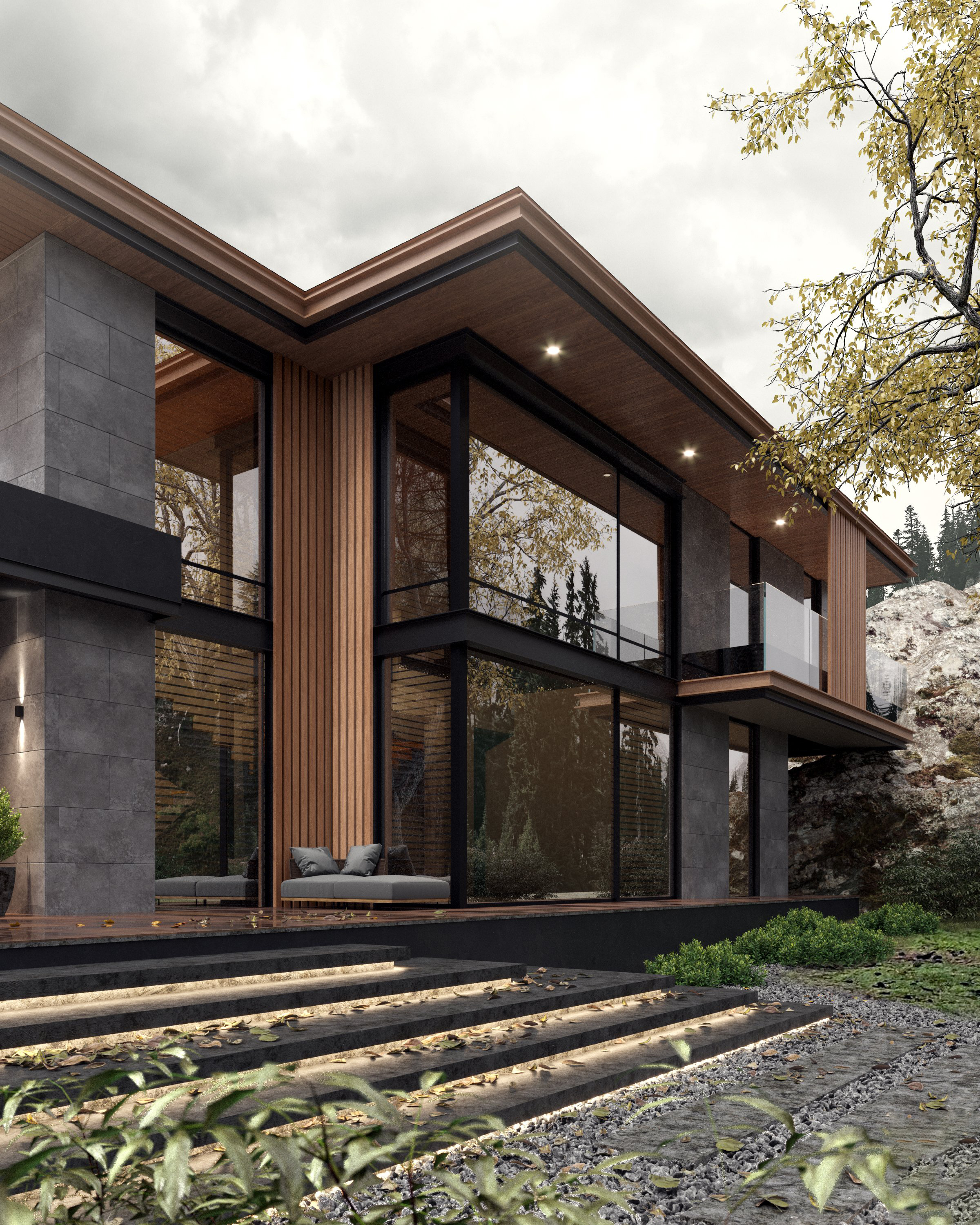 轻奢两层现代风格乡村自建别墅设计 在农村建一栋这样的房子绝了