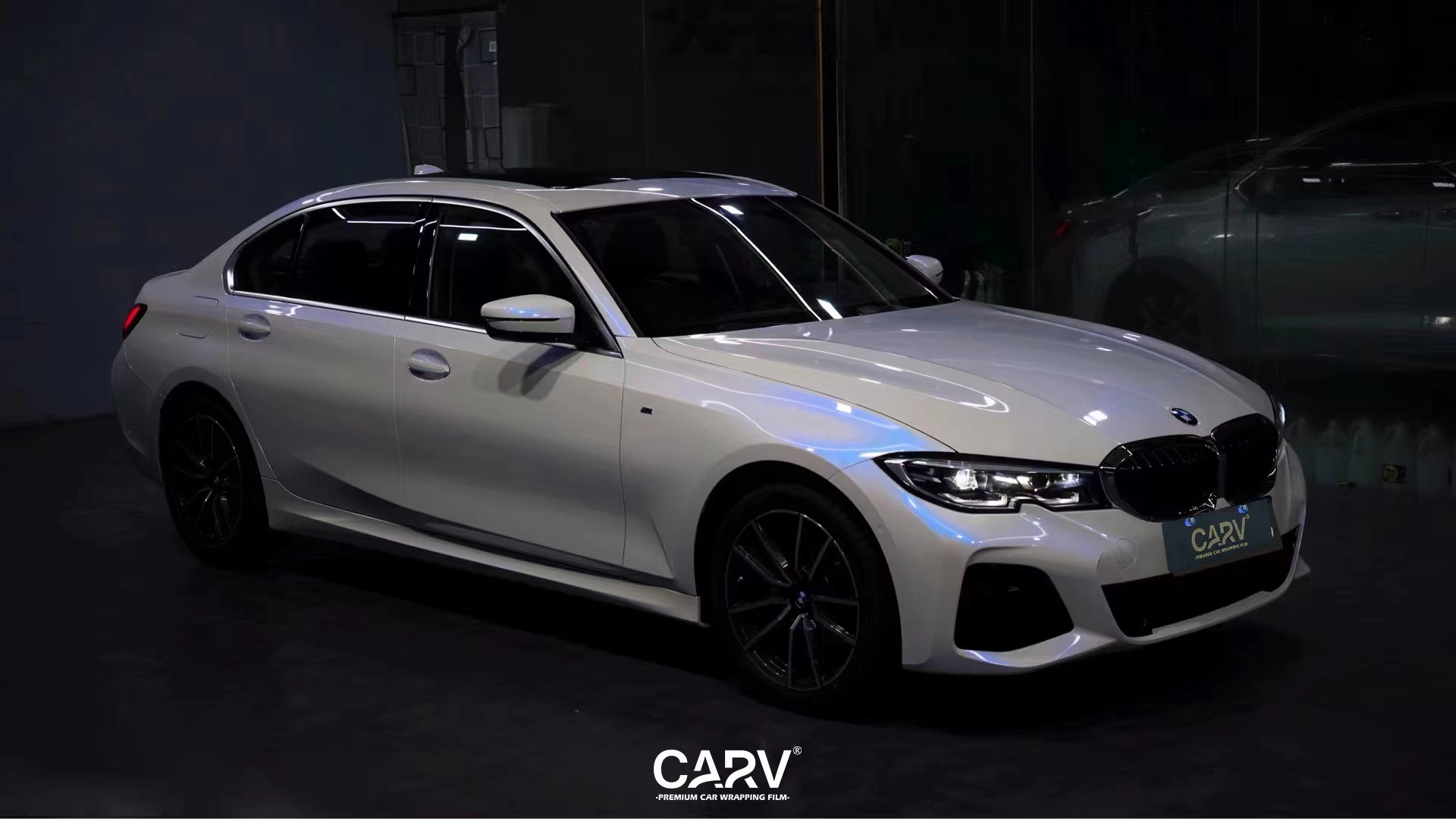 宝马325li卡孚改色膜贝壳白变蓝,不魅不妖