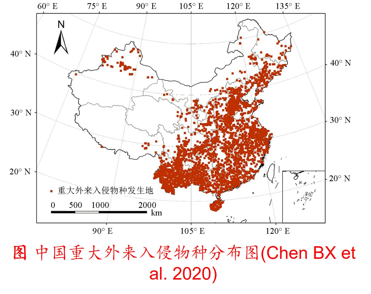 中国重大外来入侵物种分布图