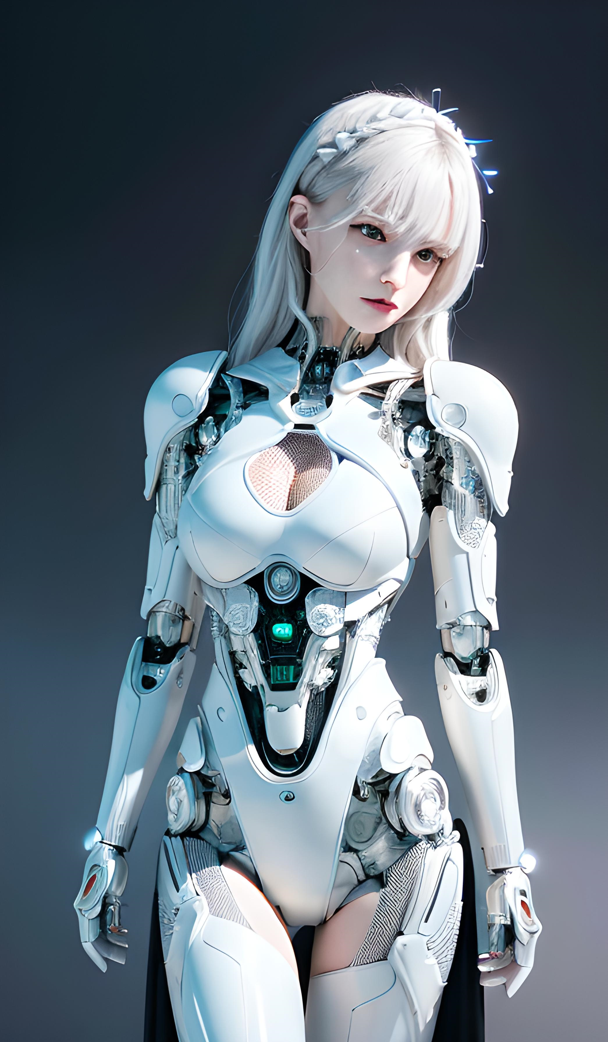 科技与艺术的完美结合:白发人形机械女带你领略机器人之美