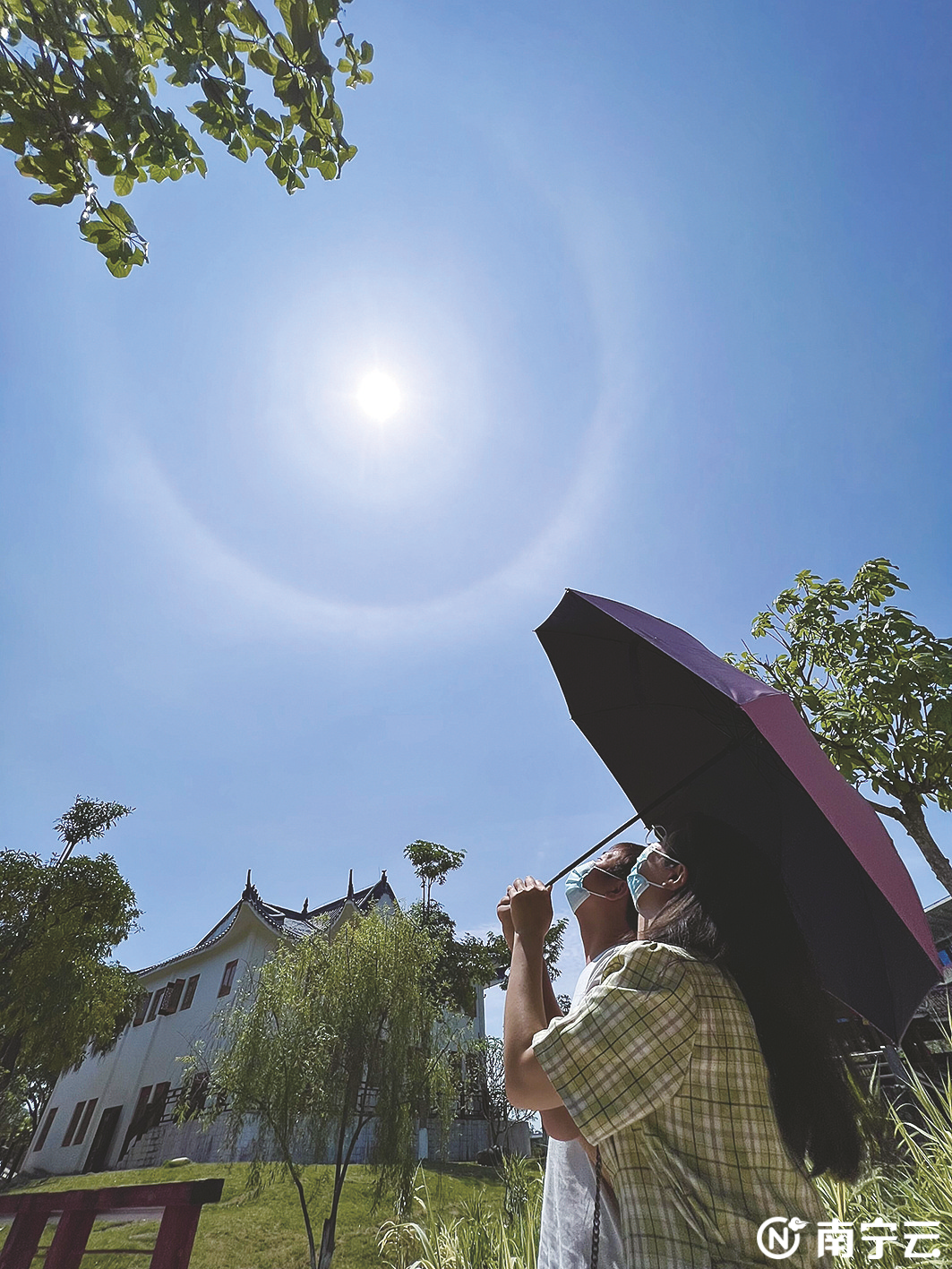 太阳戴上"美瞳" 南宁上空现日晕奇观