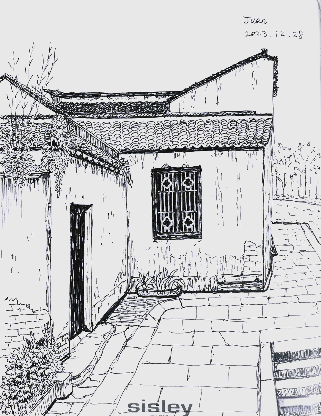 钢笔描绘古镇老房子的韵味