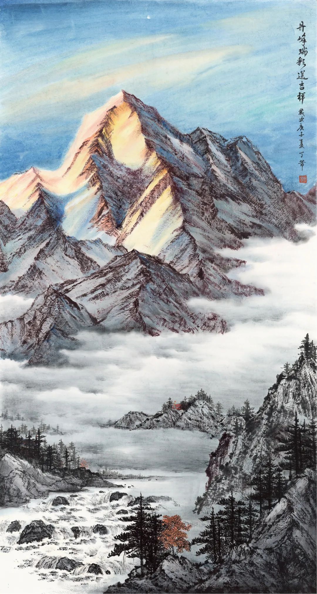 精品西部天山山水画图片