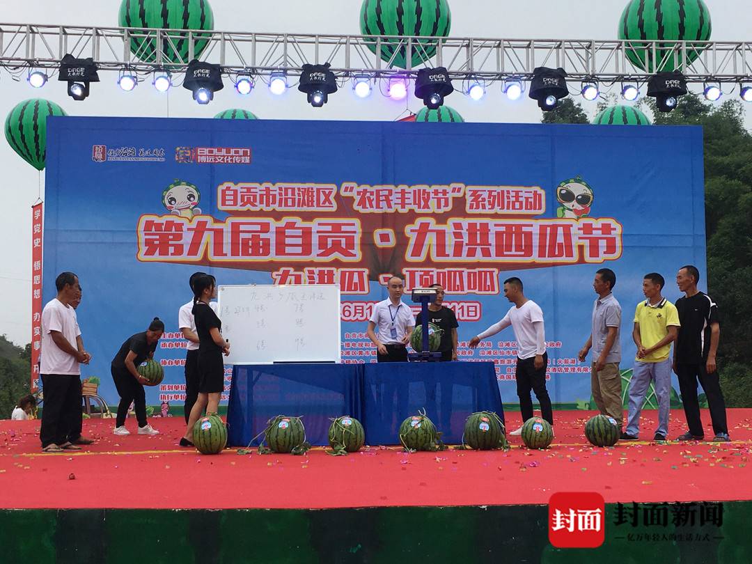 四川自贡沿滩第九届九洪西瓜节启幕 31.4斤"瓜王"被1000元买走