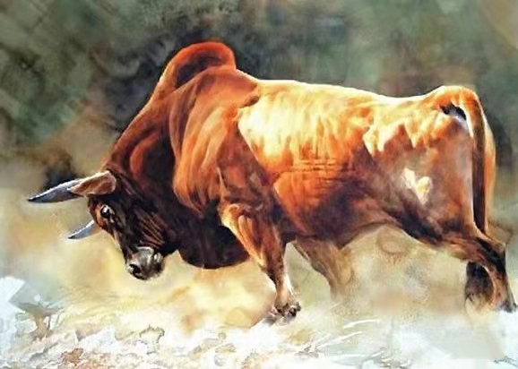 胡晓幸先生水彩作品——犇