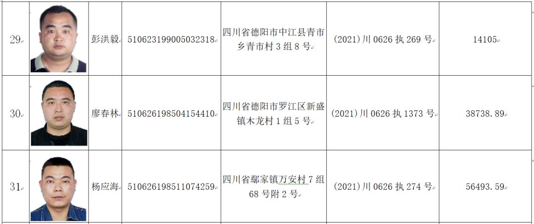 德阳市罗江区人民法院公布2022年部分失信被执行人名单(第三期)