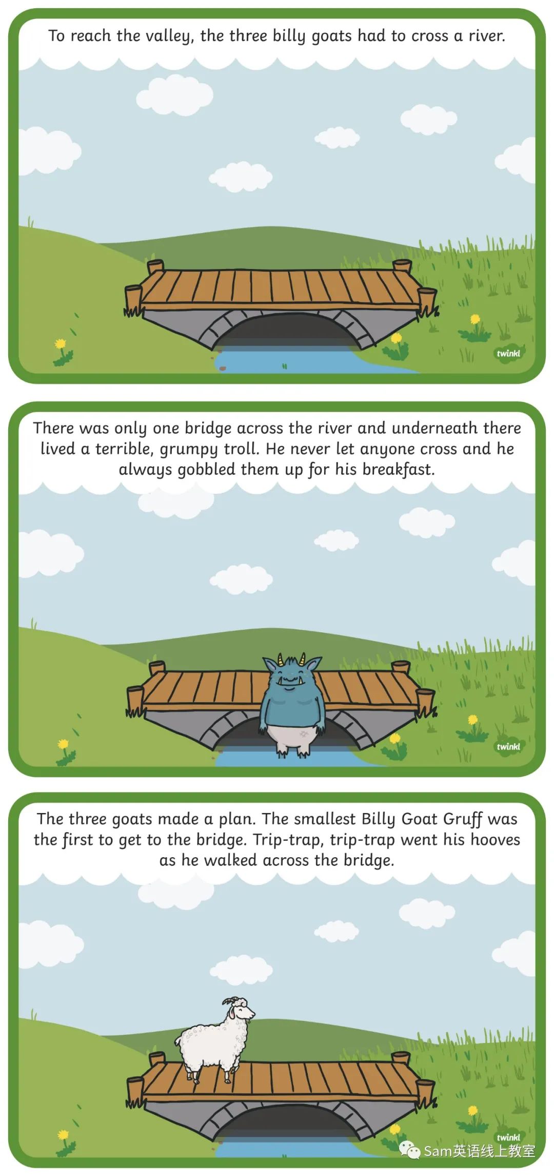 super minds 2 u9英文绘本故事 the three billy goats