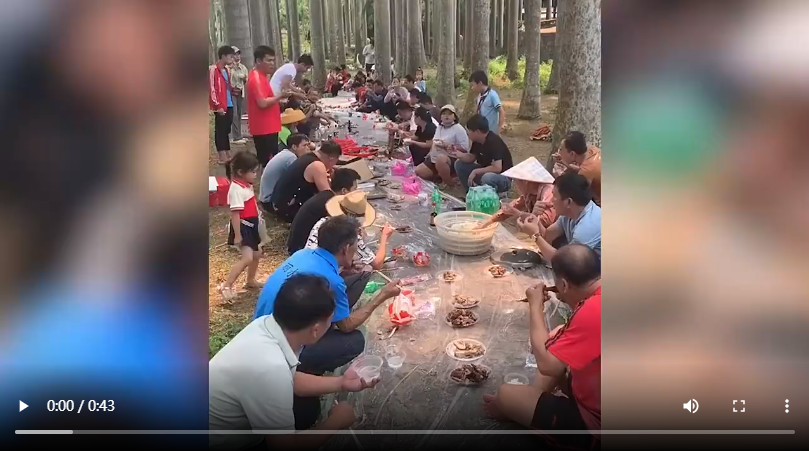 清明扫墓后全村人在墓旁聚餐