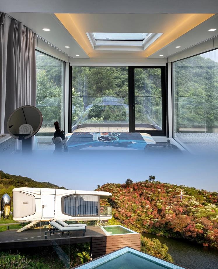 太空舱民宿 未来科幻感全景落地观景户外新居住宿