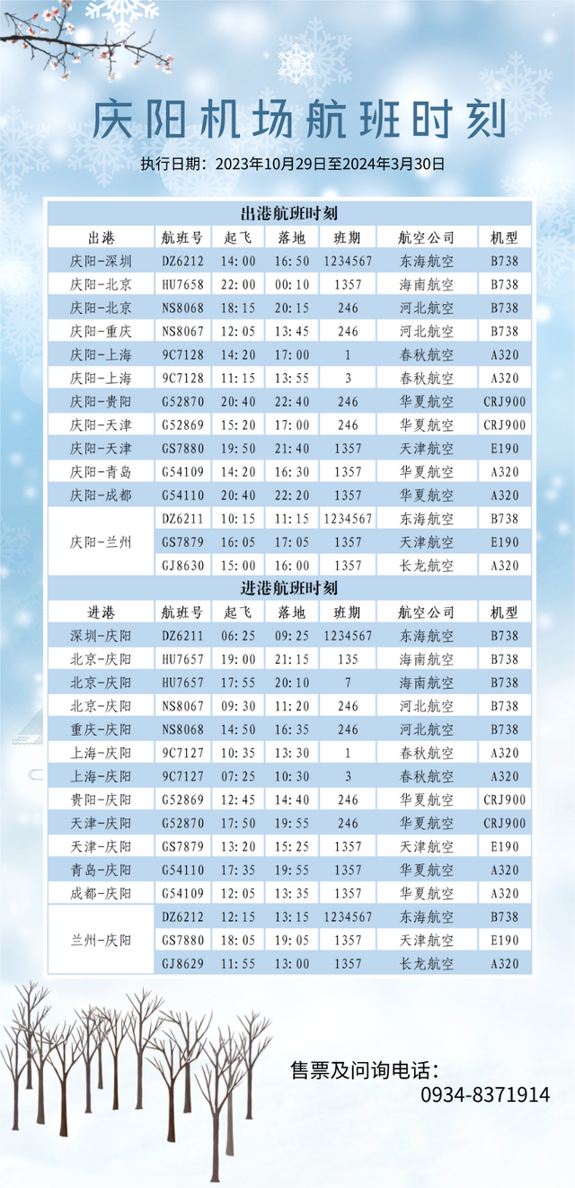 回家的機票買了嗎慶陽機場進出港機票航班時刻表來啦