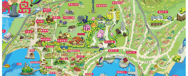 青岛游玩地图图片