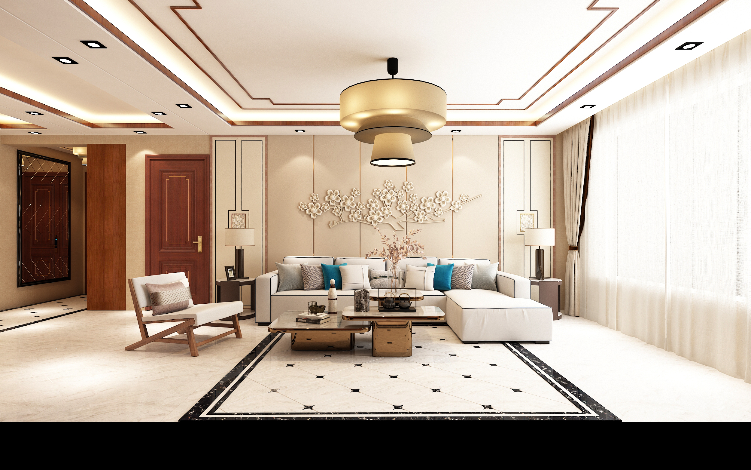 现代轻奢中式室内装修效果图