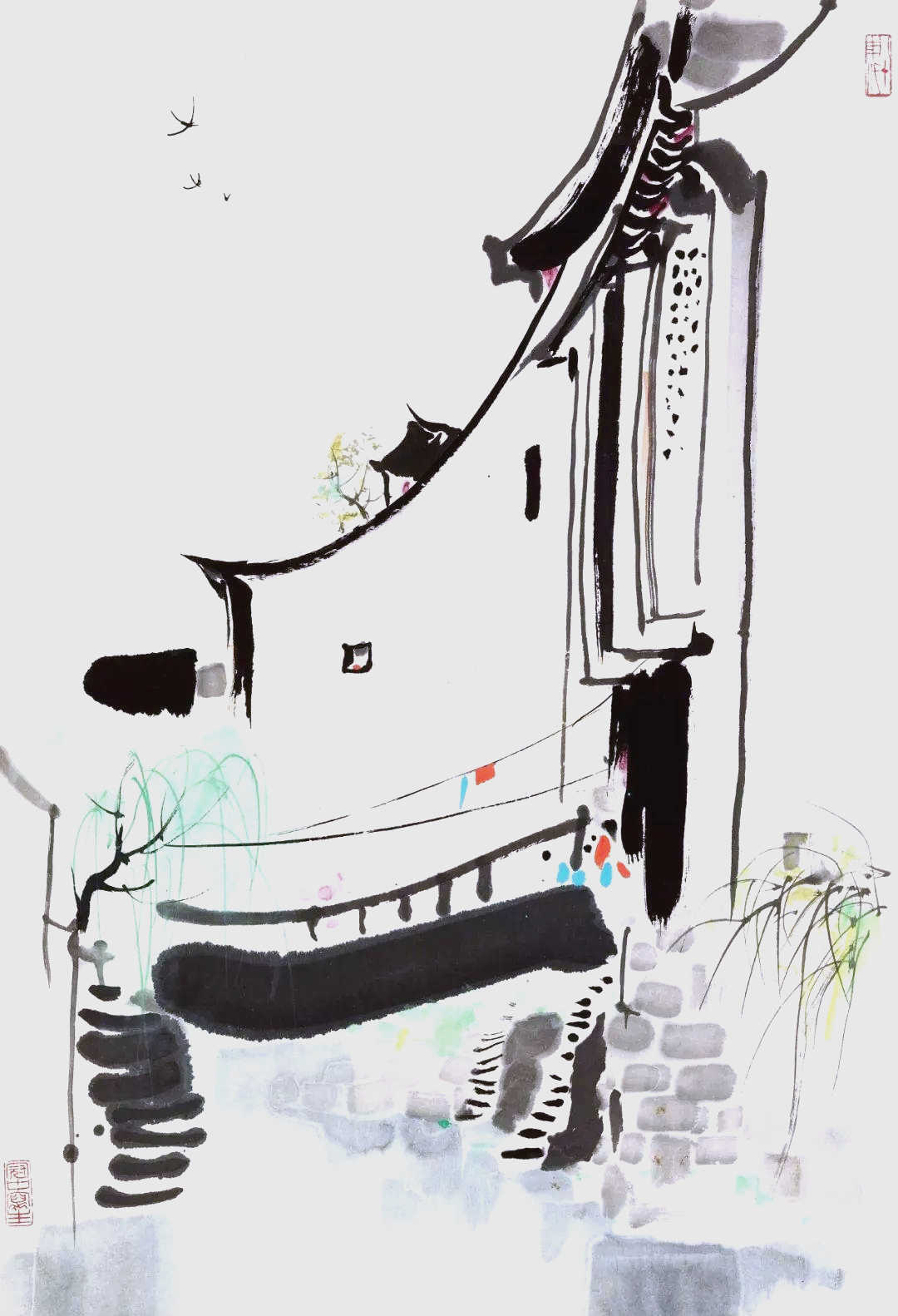 吴冠中画作中的江南小楼,展现独特艺术魅力与丰富文化内涵