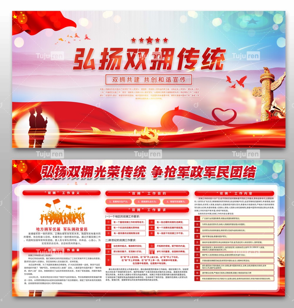 拥军拥属知识宣传展板效果图标语