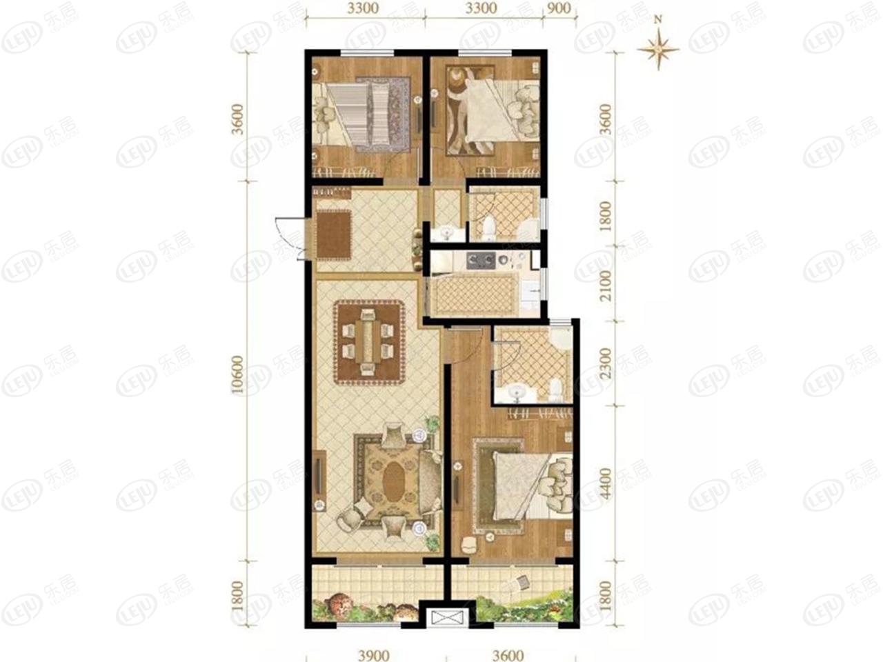 好住|山煤·上德院建面约144.88㎡户型舒适型三居 南北通透格局