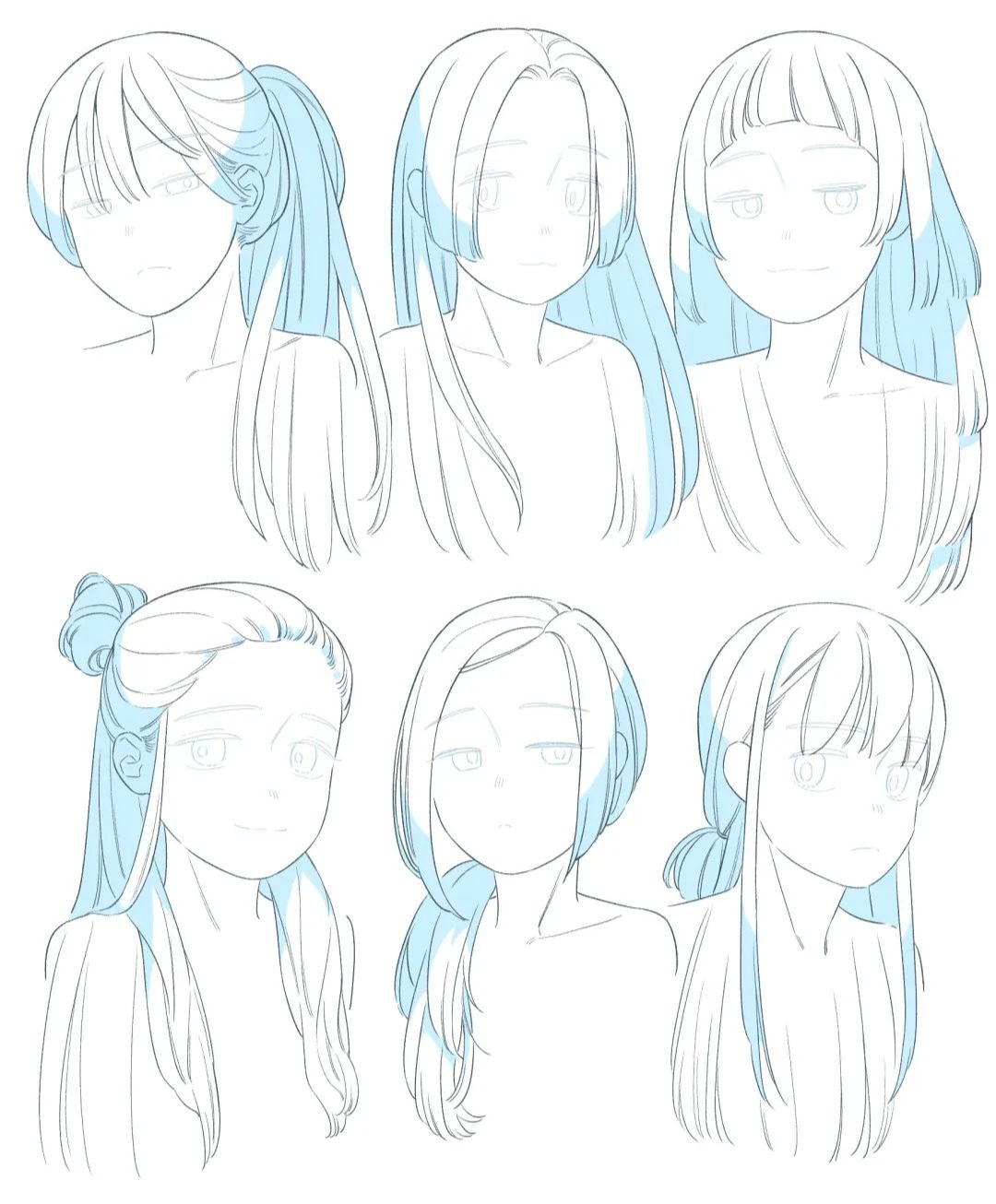 动漫角色顺滑有质感头发只需要三分钟就可以学会啦