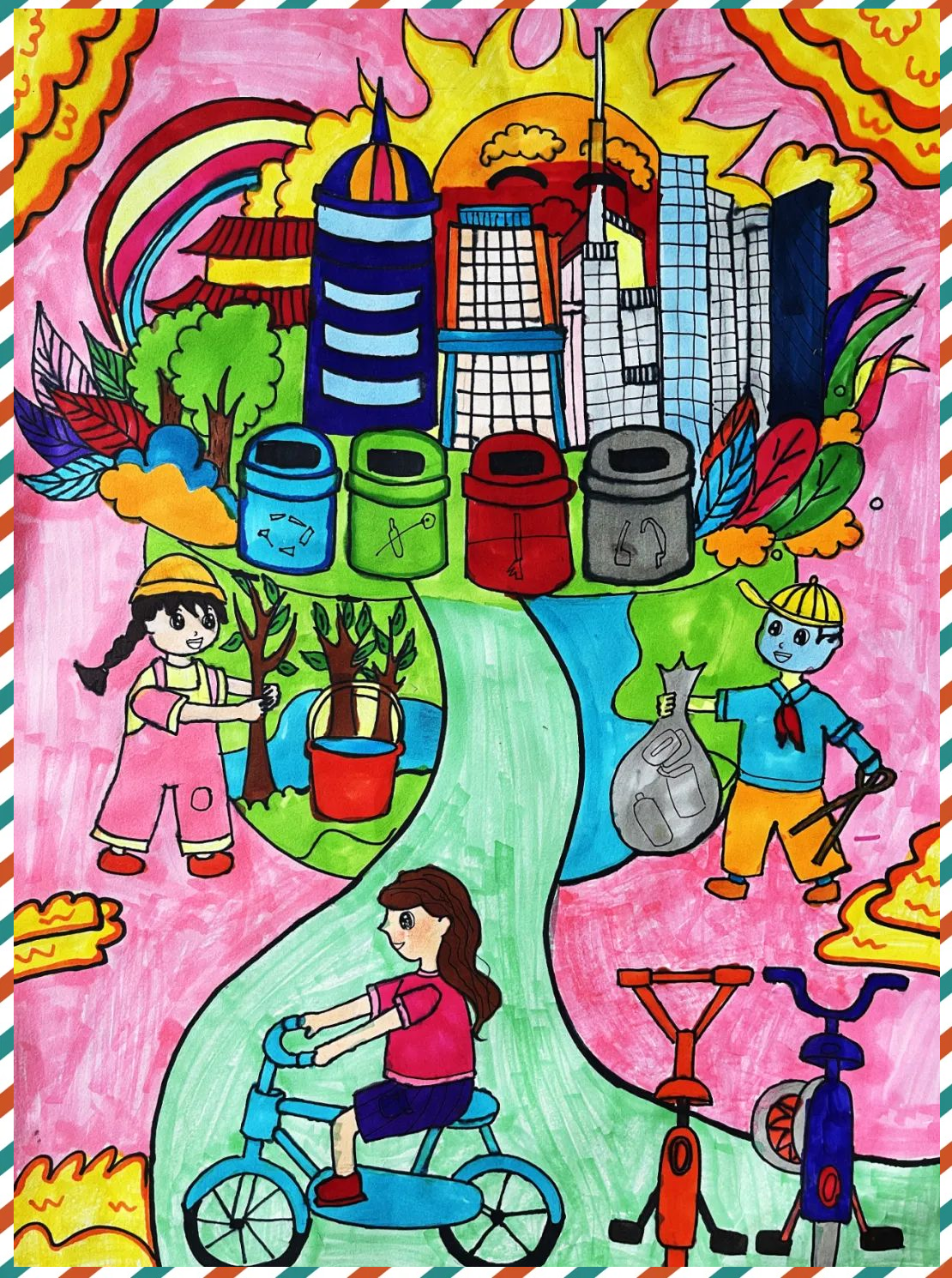 中小学生环保绘画大赛,绿色家园引领低碳生活