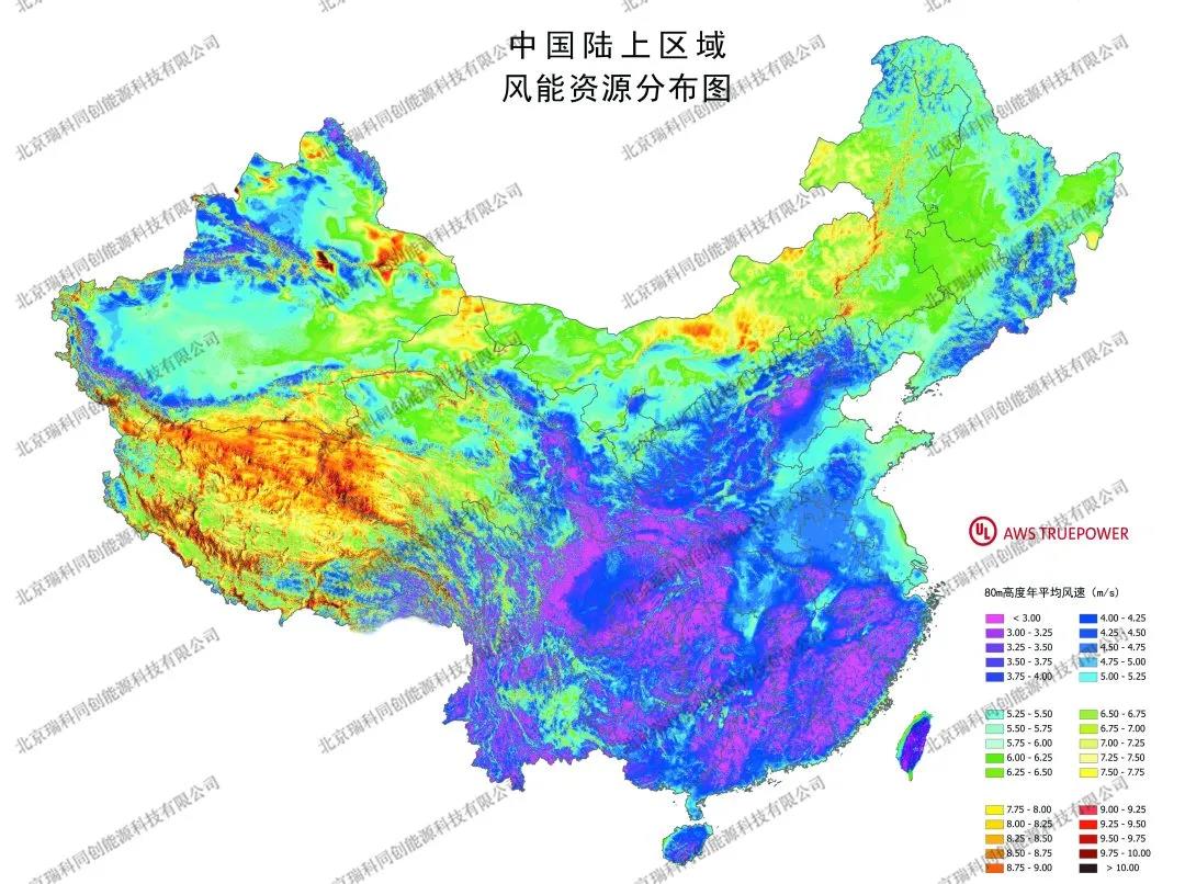 中国各地区风能资源分布图谱!