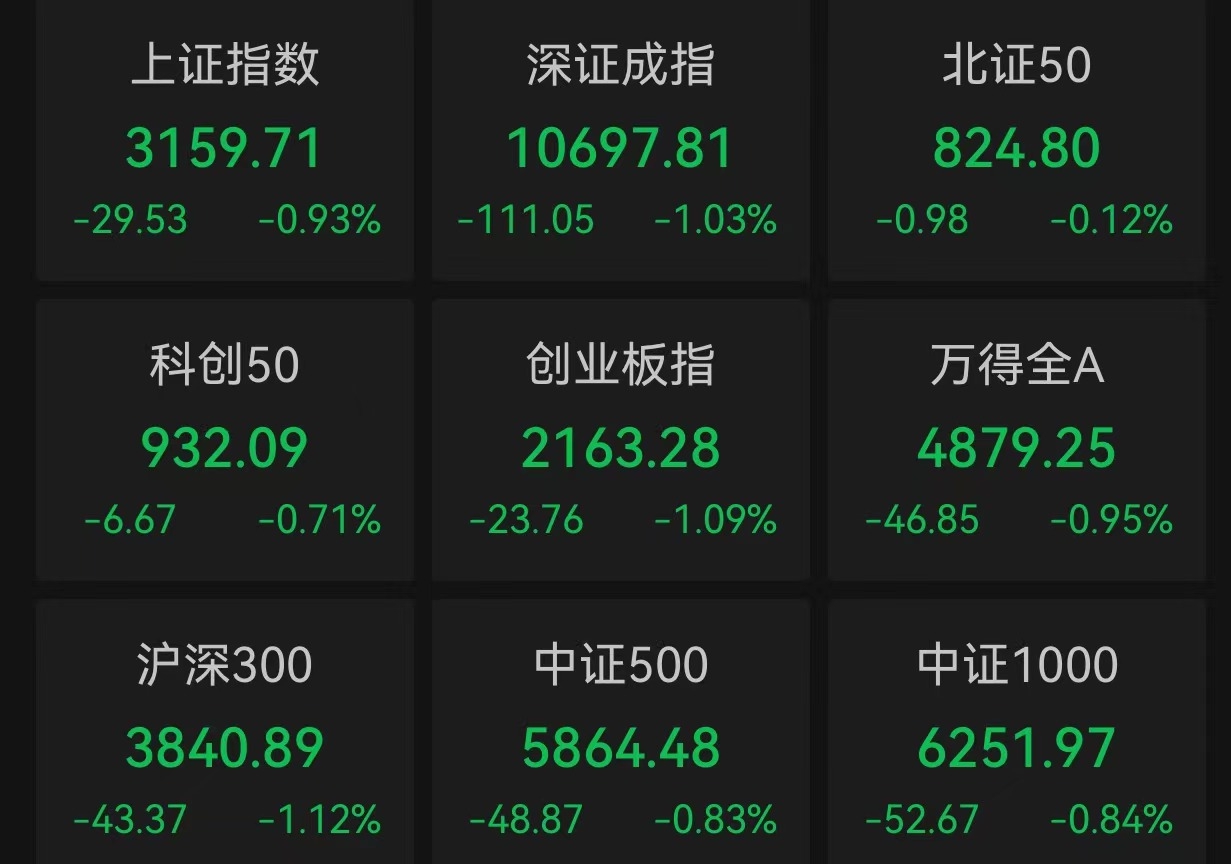 沪指低开0.93%:券商板块跌幅居前,中金公司跌超6%