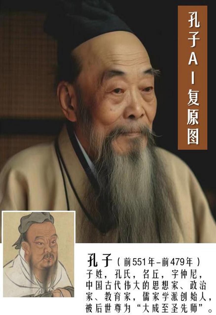 孔子ai复原图  2500多年前的孔子原来长这样,有点像隔壁退休的孔教授.