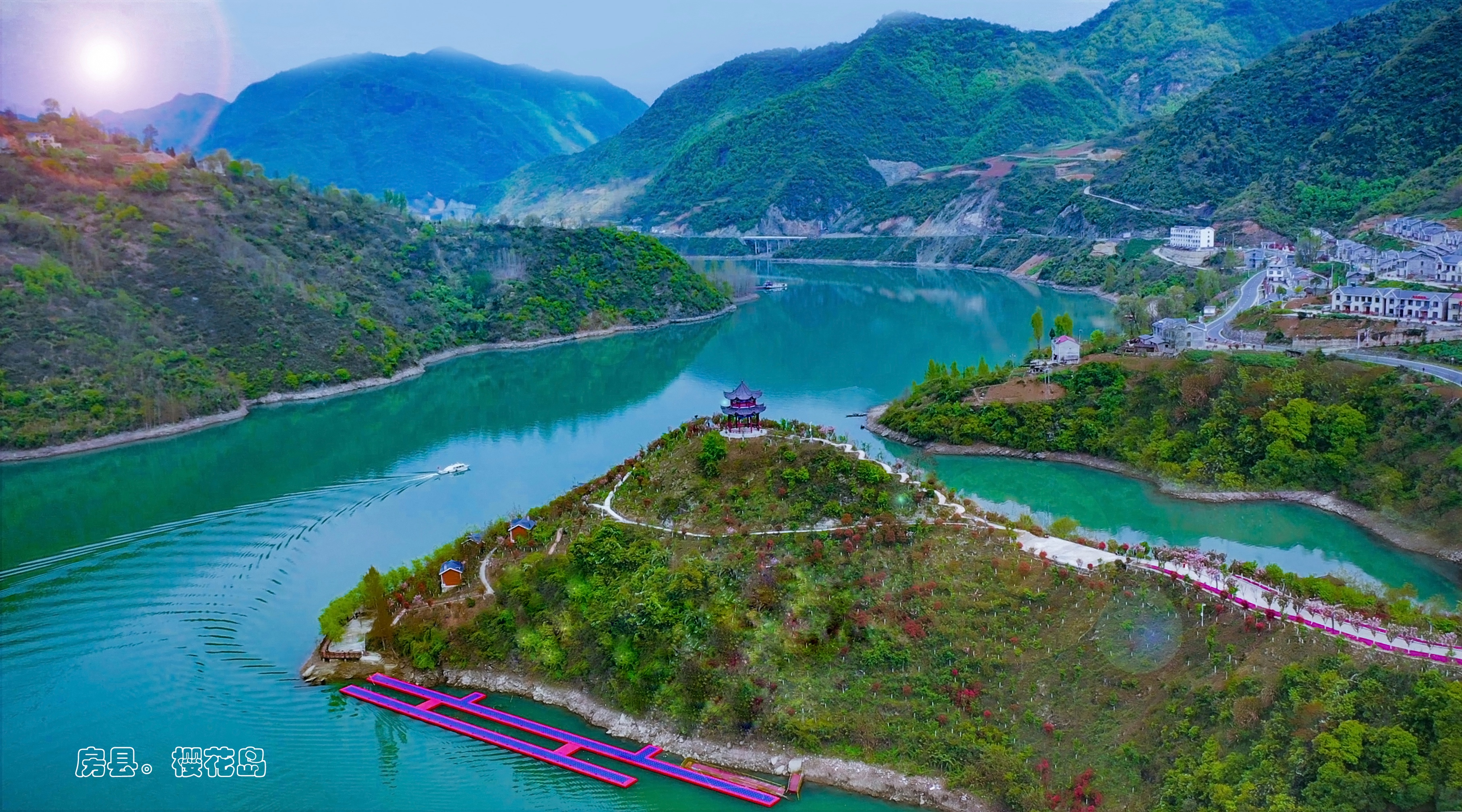 3月25,她来了——"水上轻功"惊现堵河房县樱花岛