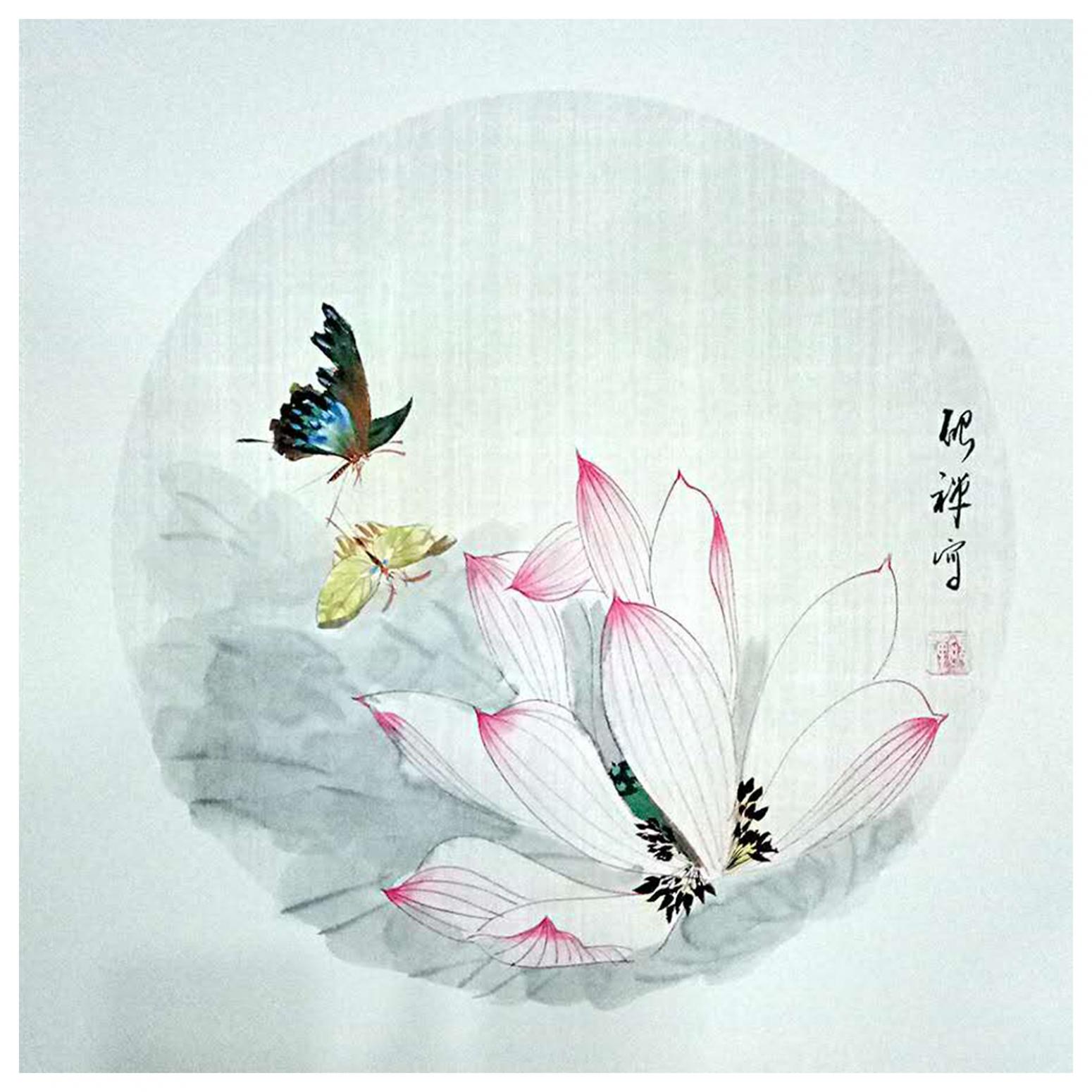 中国画荷花六幅:这些作品色彩清雅,笔墨极佳