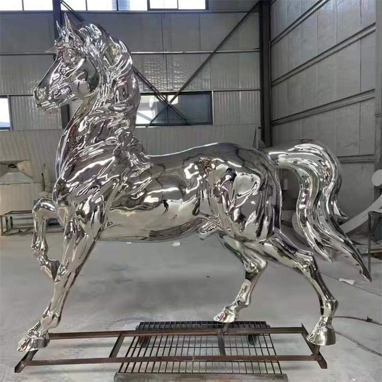 不锈钢镜面马雕塑,白钢马雕塑大全