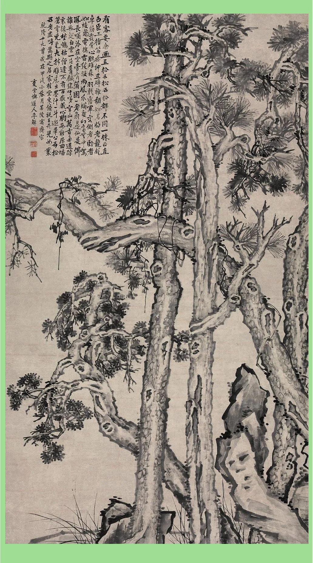 李鱓的松树画作:苍劲有力,独具特色!