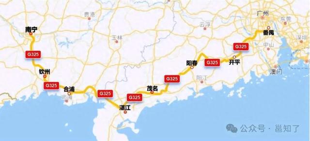 比如说,这一条g325国道,堪称是两广的重要国道公路,即广州至南宁公路