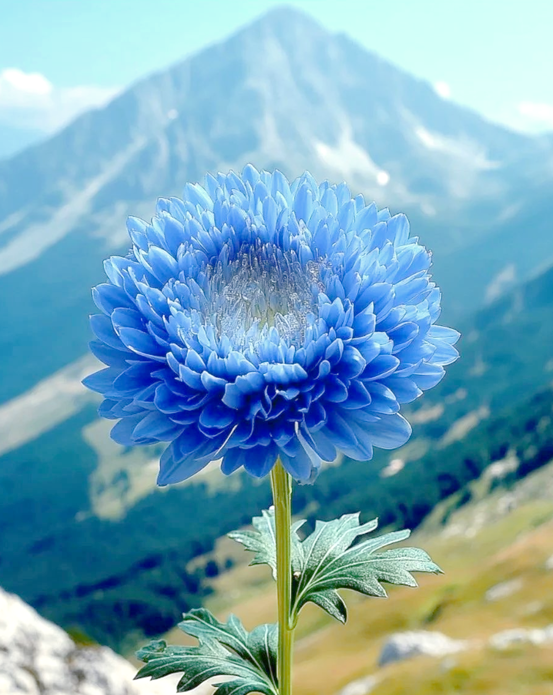 蓝色菊花,宁静深邃,如夜空中的星辰,引领心灵走向远方