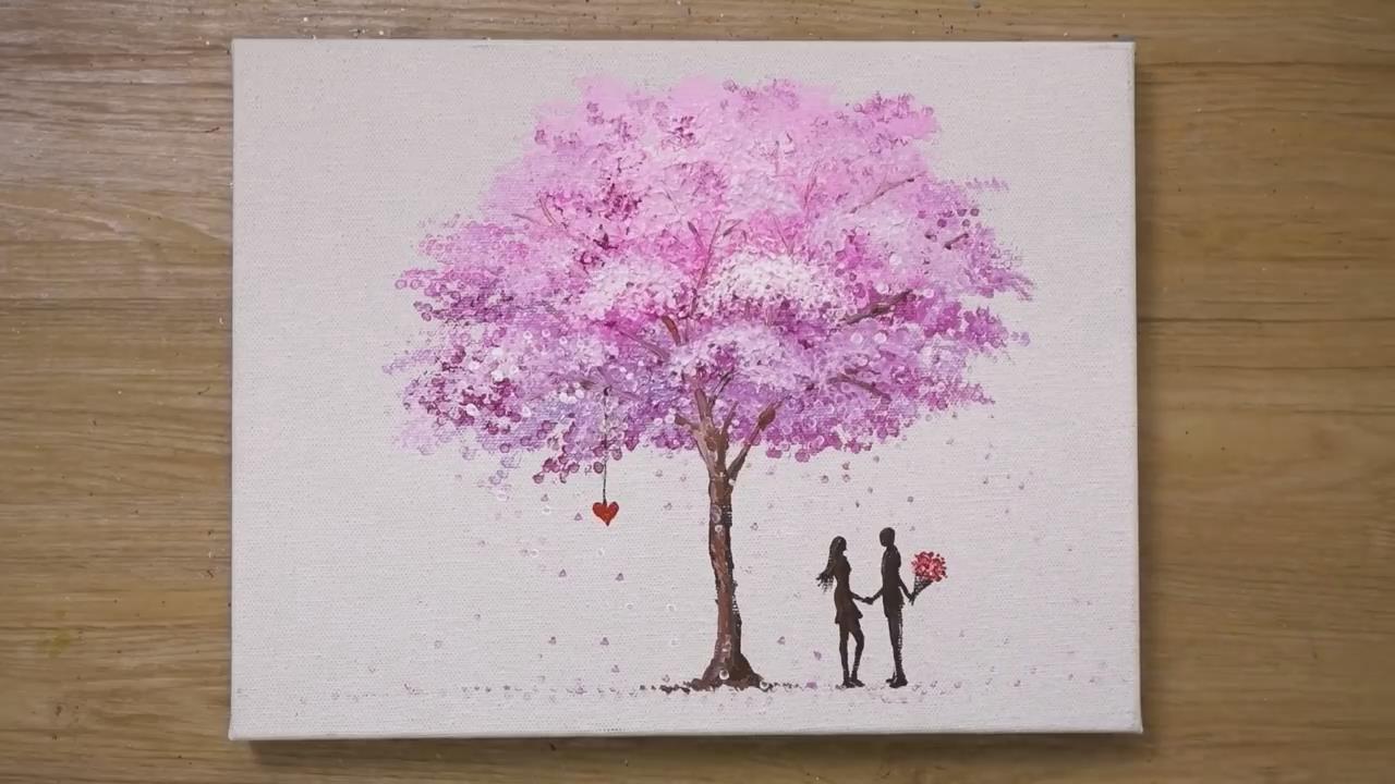 创意绘画作品,带你学习如何用棉签画樱花树!