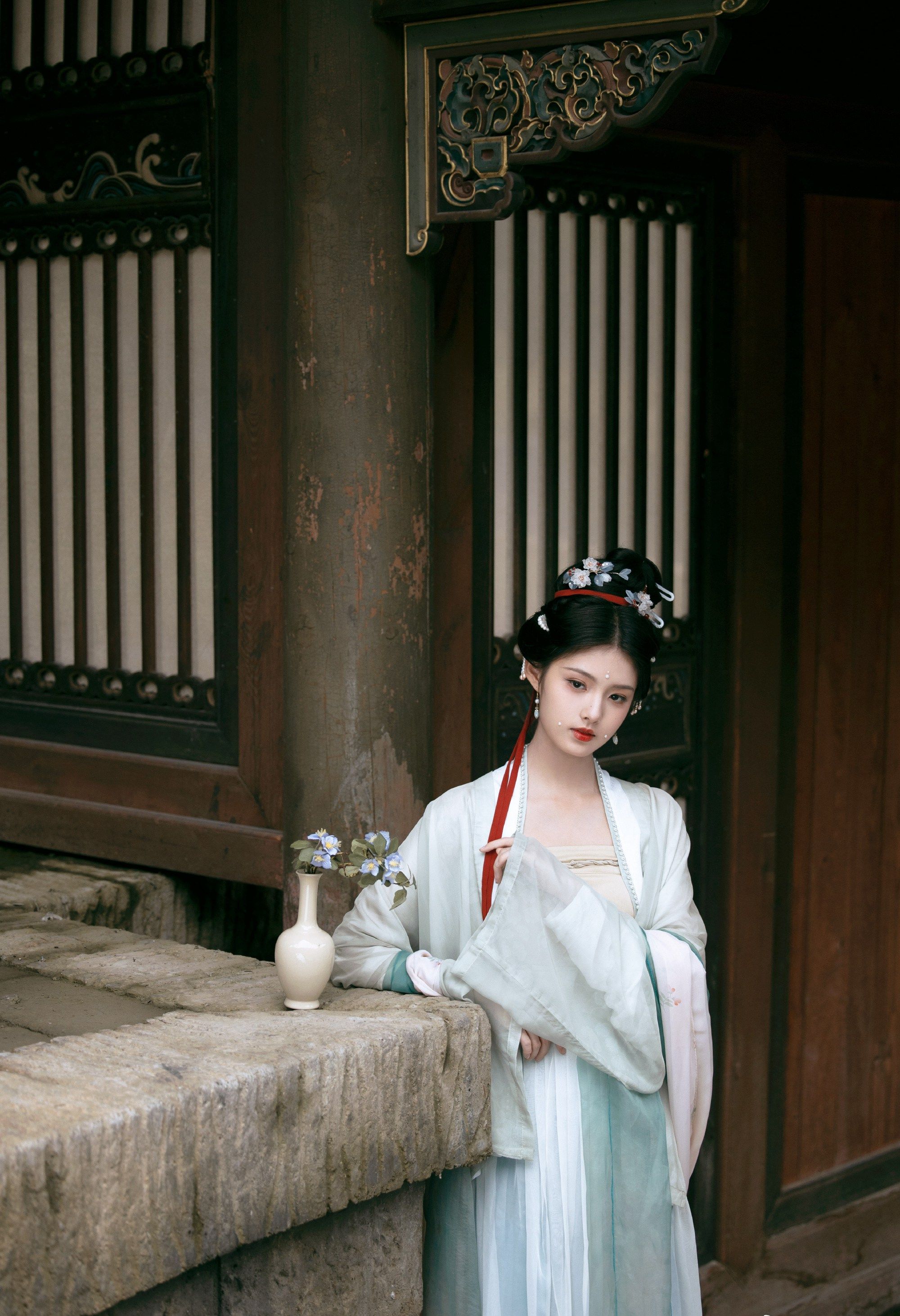 艾米白绿汉服仙气飘飘写真