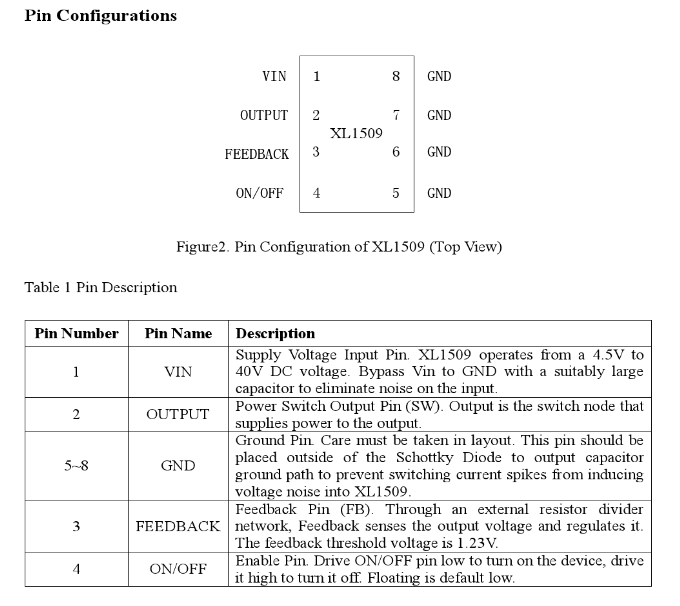 dc-dc电源降压芯型号xl1509-5.0e1