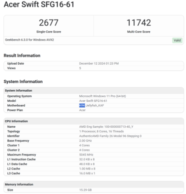 AMD下代APU Krackan Point锐龙AI 7 350初现：跑分高于Ultra 7 258V