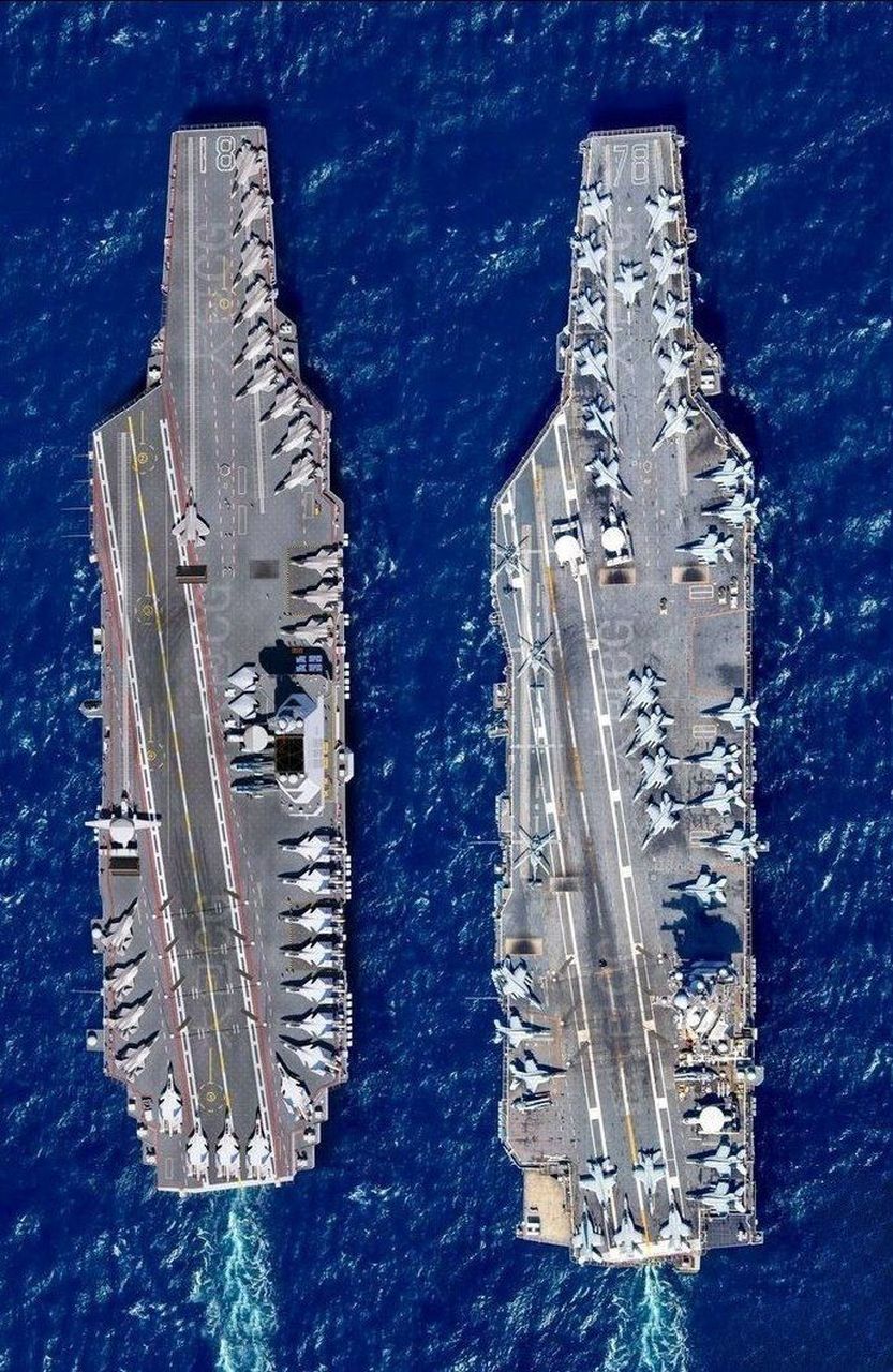 福特号航空母舰全长333米,全宽78米,满载排水量10万吨级.